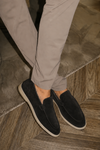Zwarte suède loafers