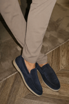 Navy suède loafers