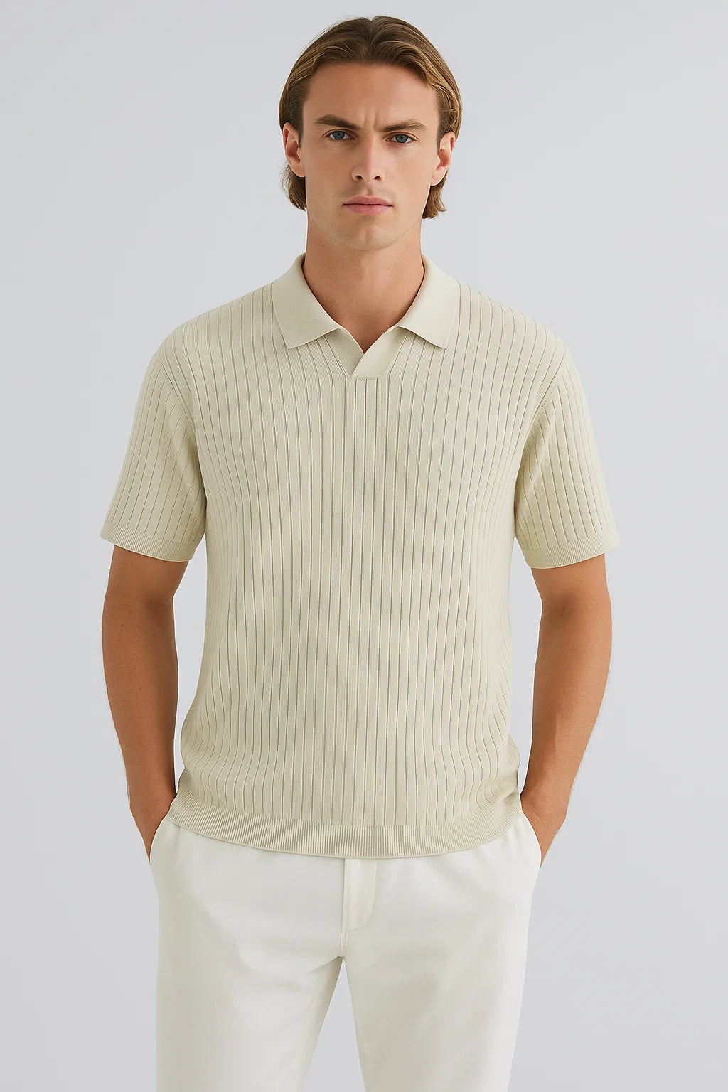 Palm Ribbed Polo - Beige