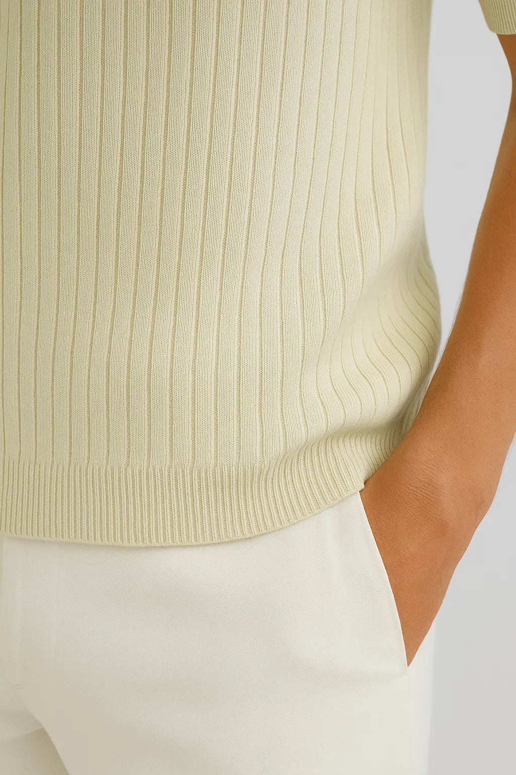 Palm Ribbed Polo - Beige