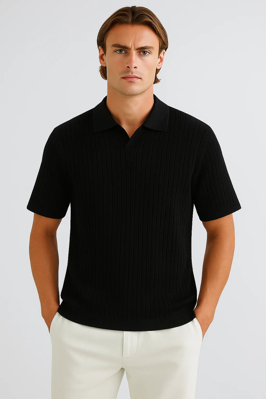 Palm Ribbed Polo - Zwart